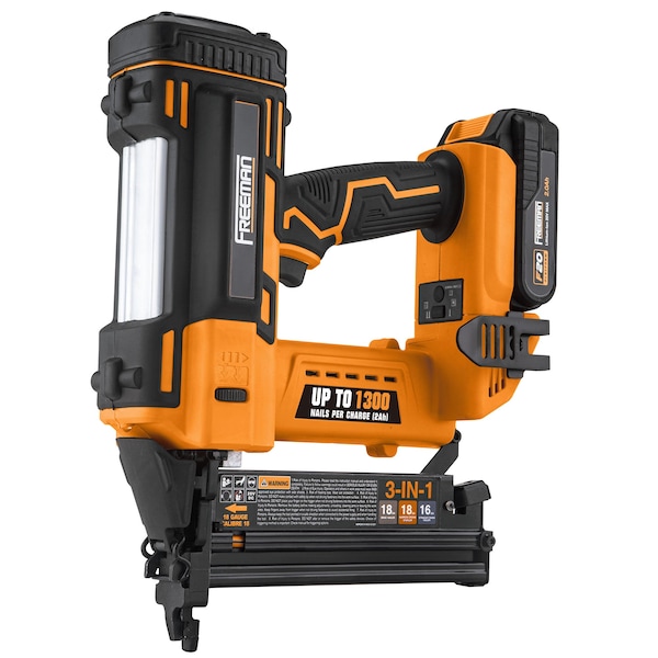 Freeman Electric 20V 3-In-1 Cordless 16/18 Gauge Nailer & Stapler With Canvas Bag PE20V31618G - main
